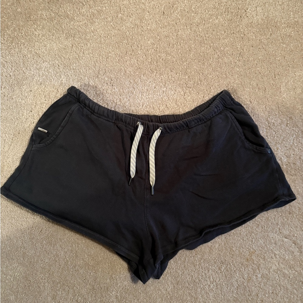 Vuori Charcoal Gray Shorts with White Drawstring